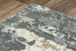 Alora Decor Noble Ivory Hand-Knotted Wool-Viscose Rug With Subtle Abstract Pattern, Low-Profile Lustrous Pile 10' x 14' 01101111200371014