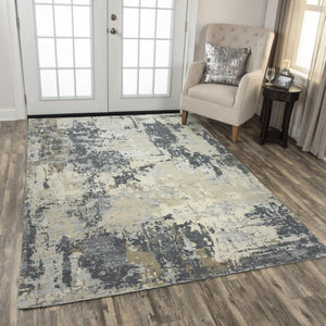 Alora Decor Noble Ivory Hand-Knotted Wool-Viscose Rug With Subtle Abstract Pattern, Low-Profile Lustrous Pile 10' x 14' 01101111200371014