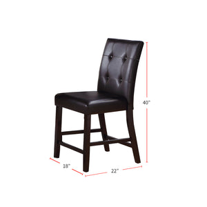 English Elm Leroux Upholstered Counter Height Chairs Set of 2 — Faux Leather Button-Tufted Espresso, Elegant Modern Design SR011144