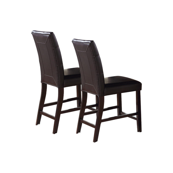 English Elm Leroux Upholstered Counter Height Chairs Set of 2 — Faux Leather Button-Tufted Espresso, Elegant Modern Design SR011144