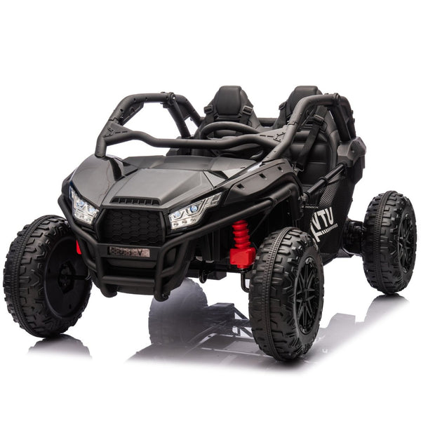 English Elm 24v Two Seater Kids Utv with Parental Remote Dual Motors Four Wheel Suspension Led Black W1578P198431