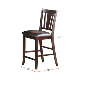 English Elm Darrell Metal Counter Height Chairs Set of 2 — Padded Bonded Leather Seats, Angled Back Support, Durable Dark Brown Finish SR011167