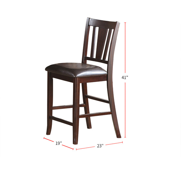 English Elm Darrell Metal Counter Height Chairs Set of 2 — Padded Bonded Leather Seats, Angled Back Support, Durable Dark Brown Finish SR011167