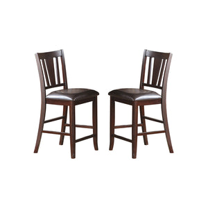 English Elm Darrell Metal Counter Height Chairs Set of 2 — Padded Bonded Leather Seats, Angled Back Support, Durable Dark Brown Finish SR011167