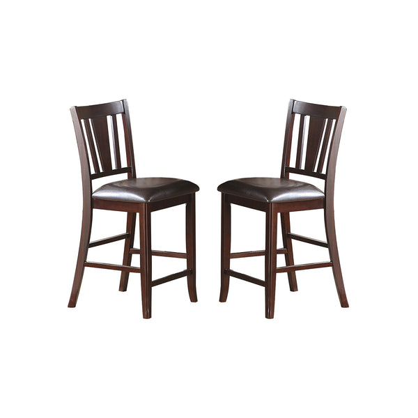 English Elm Darrell Metal Counter Height Chairs Set of 2 — Padded Bonded Leather Seats, Angled Back Support, Durable Dark Brown Finish SR011167