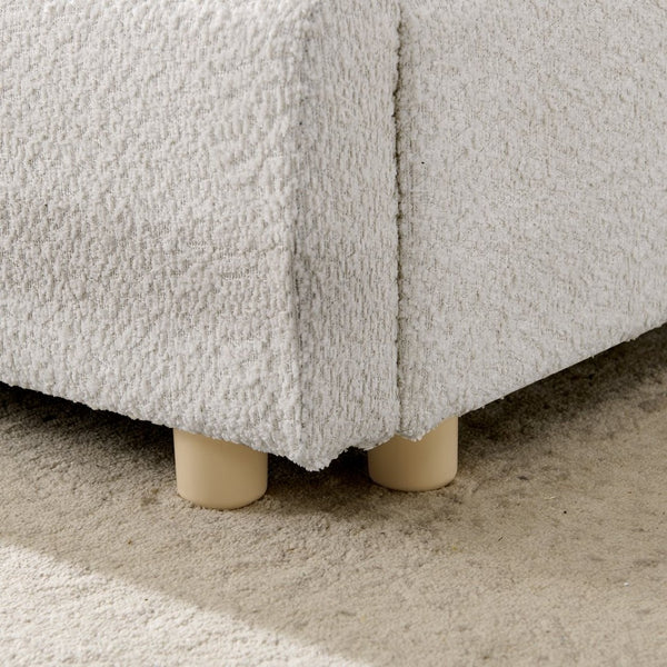 English Elm King Platform Bed Fully Upholstered in Plush Chenille with Low Profile Modern Frame Beige W487S00477