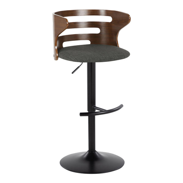 English Elm Cosi Mid-Century Modern Adjustable Barstools Set Of 2 - Stylish Black Metal, Walnut & Charcoal Comfort B202S00776
