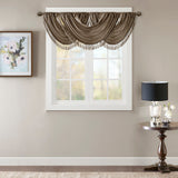 Madison Park Elena Traditional Faux Silk Waterfall Embellished Valance MP41-4955 Bronze