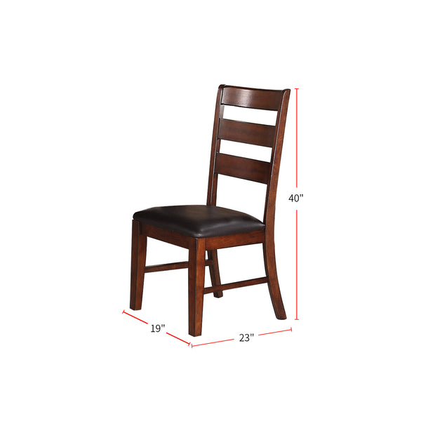 English Elm Sara Oak Ladder Back Dining Chairs Set of 2 — Solid Oak Farmhouse Style, Padded Leather-Effect Seats, Easy-Clean Elegance (Brown) SR011283