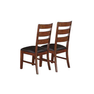 English Elm Sara Oak Ladder Back Dining Chairs Set of 2 — Solid Oak Farmhouse Style, Padded Leather-Effect Seats, Easy-Clean Elegance (Brown) SR011283
