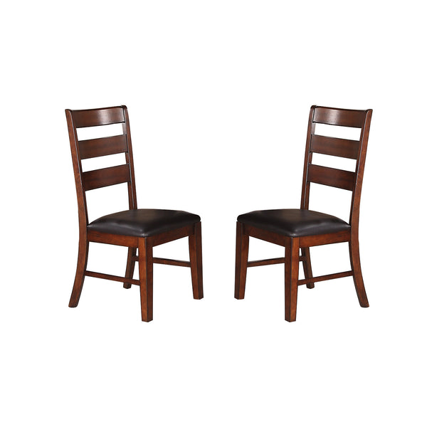 English Elm Sara Oak Ladder Back Dining Chairs Set of 2 — Solid Oak Farmhouse Style, Padded Leather-Effect Seats, Easy-Clean Elegance (Brown) SR011283
