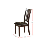 Espresso Slat Back Dining Chairs, Set of 2 - Sturdy Wood, 250 lbs Capacity