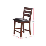 Sara Brown Ladder Back Dining Chairs, Set of 2 - Solid Wood, Faux Leather, 250 lbs Capacity