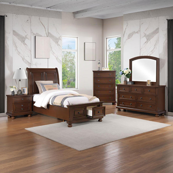 English Elm Meade Sleigh Bed In Dark Cherry Finish - Elegant Twin Bed With Storage Drawers, No Mattress Included B078S00647