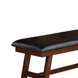 English Elm Black Faux Leathe Dining Bench, Dark Walnut