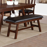 English Elm Black Faux Leathe Dining Bench, Dark Walnut