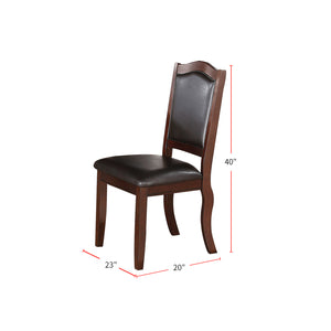 English Elm Faux Faux Leather Upholstered Dining Chairs Set of 2 — Brown Padded Seat, Curved Back, Sturdy Wood Legs SR011338