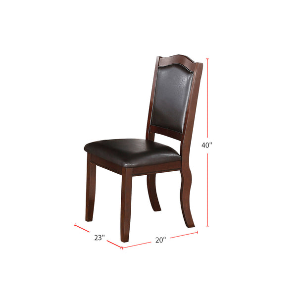 English Elm Faux Faux Leather Upholstered Dining Chairs Set of 2 — Brown Padded Seat, Curved Back, Sturdy Wood Legs SR011338