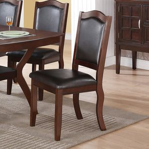 English Elm Faux Faux Leather Upholstered Dining Chairs Set of 2 — Brown Padded Seat, Curved Back, Sturdy Wood Legs SR011338