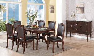 English Elm Faux Faux Leather Upholstered Dining Chairs Set of 2 — Brown Padded Seat, Curved Back, Sturdy Wood Legs SR011338