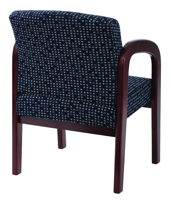OSP Home Furnishings Cherry Finish Solid Wood Visitor Chair with Lumbar Support for Office or Reception Areas Indigo WD387-K113