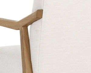 Sunpan Collin Office Chair - Elegant Heather Ivory Tweed With Natural Oak Arms And Gold Base For Style Cream Fabric 110543