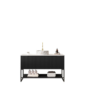 English Elm Tulio 48" Freestanding Bathroom Vanity With Stylish Round Basin, Sintered Stone Top & Ample Storage W2615S00476-GIGA