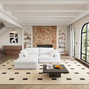 English Elm Cloud Modular Sectional Sofa - Luxurious Down-Filled 2-Seater With Ottoman, Washable Covers, Versatile Design W2824S00012