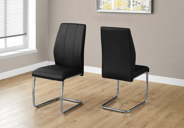 English Elm Dining Chair Set of 2 Upholstered Faux Leather Look Seats with Cushioned Back & Chrome Legs for Modern Homes Black 27 L x 19 W x 19 H B2710P218816