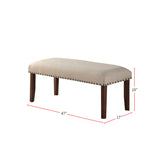 Cherry Brown Dining Bench with Cream Cushion - Elegant & Durable