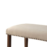 English Elm Upholstered Cream Cushion Dining Bench, Cherry Brown