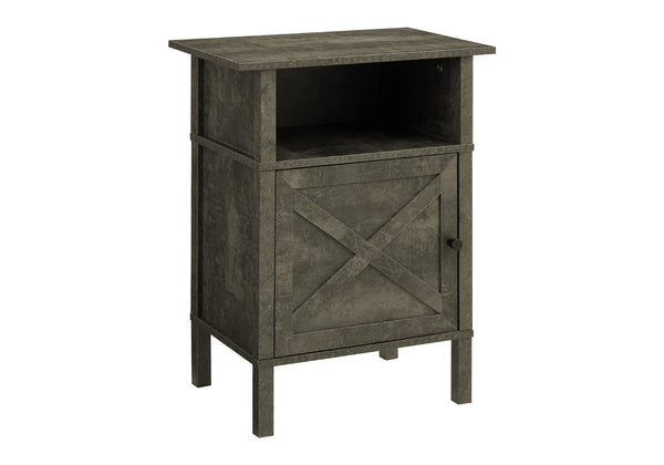 English Elm Accent Side Table with Open Shelf and Cabinet Storage for Compact Living Spaces Black B2710P461701