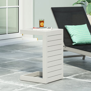 English Elm Christopher Knight Home® - CAPE C-shaped Aluminum Outdoor Side Table for Patio & Poolside — Lightweight, Weather-Resistant Design White 59990.00WHI