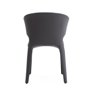 English Elm Conrad Upholstered Dining Chair with Metal Frame, Faux Leather Tweed Finish, Contoured Comfort Grey B365P397769