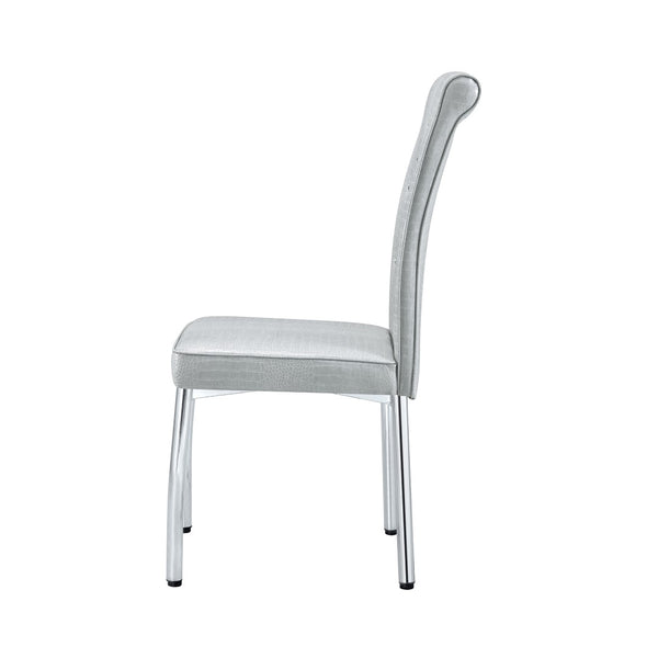 English Elm A Set of 2 Crystal Button Faux Leather Dining Chairs with Embossed Croc Texture W3226P340254