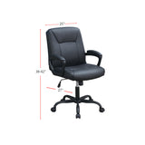 English Elm Adjustable Height Office Chair With Padded Armrests, Black