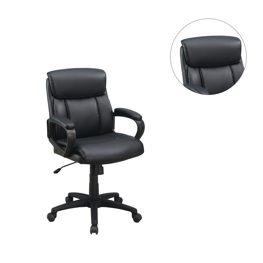 English Elm Standard Back Upholstered Office Chair Black - High-Density Foam Cushion, Adjustable Height, Ergonomic Comfort for All-Day Use SR011682