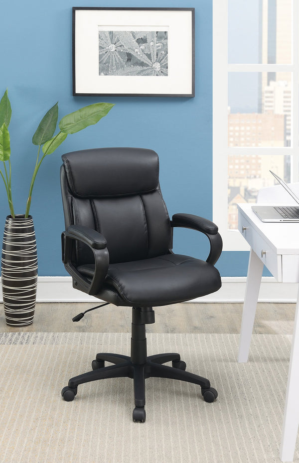 English Elm Standard Back Upholstered Office Chair Black - High-Density Foam Cushion, Adjustable Height, Ergonomic Comfort for All-Day Use SR011682
