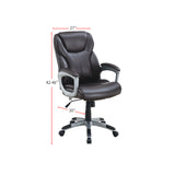 Brown PU Leather Office Chair - Adjustable Height, Armrests, Casters - 250lbs Capacity