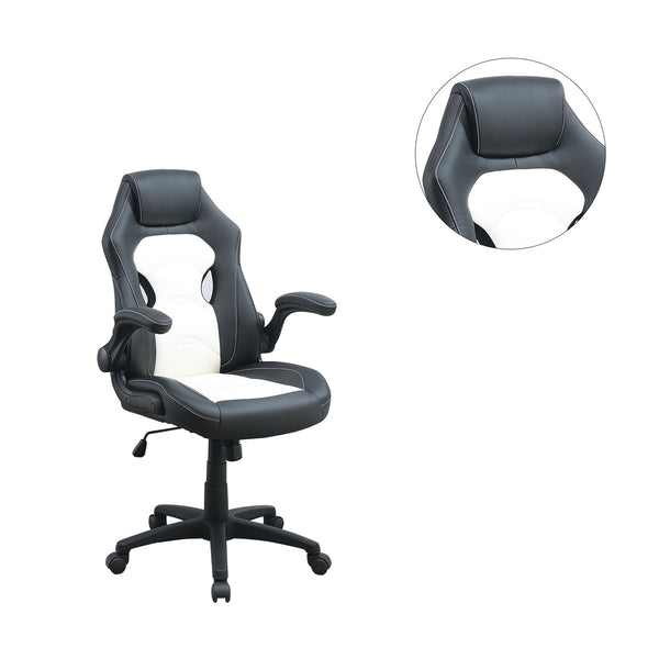 English Elm Adjustable Executive Office Chair Black White with Pocket Coil Seat, Adjustable Armrests & Casters SR011690