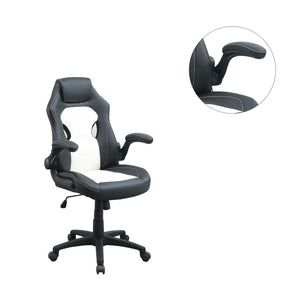 English Elm Adjustable Executive Office Chair Black White with Pocket Coil Seat, Adjustable Armrests & Casters SR011690