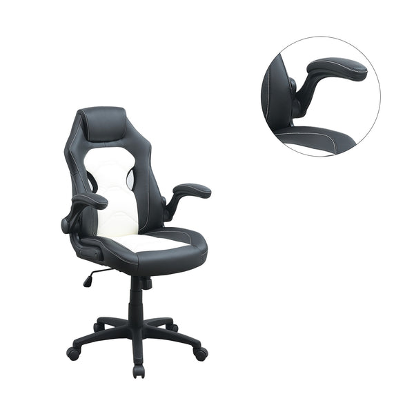 English Elm Adjustable Executive Office Chair Black White with Pocket Coil Seat, Adjustable Armrests & Casters SR011690