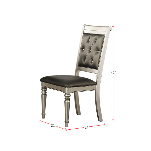 English Elm Dining Tufted Back Chairs Set of 2 - Gray Faux Leather, Rubberwood Frame, Diamond Stitch Comfort SR011705