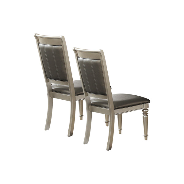 English Elm Dining Tufted Back Chairs Set of 2 - Gray Faux Leather, Rubberwood Frame, Diamond Stitch Comfort SR011705