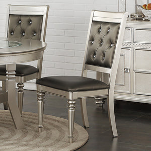 English Elm Dining Tufted Back Chairs Set of 2 - Gray Faux Leather, Rubberwood Frame, Diamond Stitch Comfort SR011705