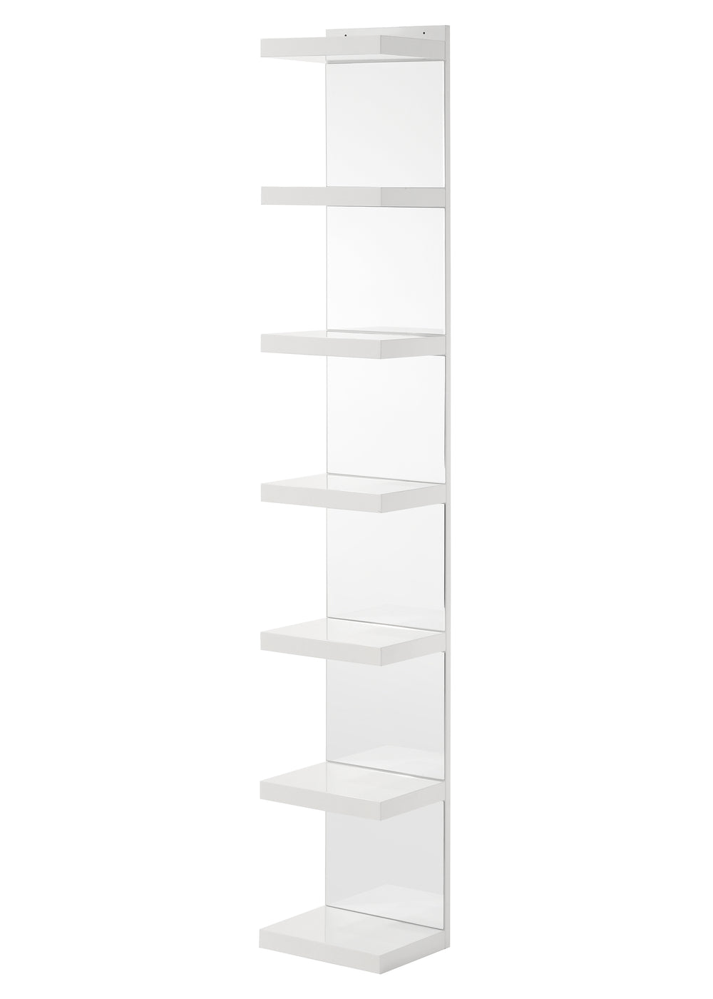 English Elm 1pc Glam White Open Shelving Rack with Mirrored Back - Tall 74.8" Modern Display Shelf for Home Decor and Storage B011P284193