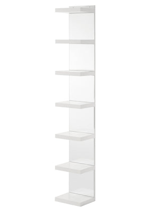 English Elm 1pc Glam White Open Shelving Rack with Mirrored Back - Tall 74.8" Modern Display Shelf for Home Decor and Storage B011P284193