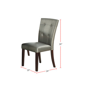 English Elm Leather Upholstered Dining Chair, Silver(Set Of 2)