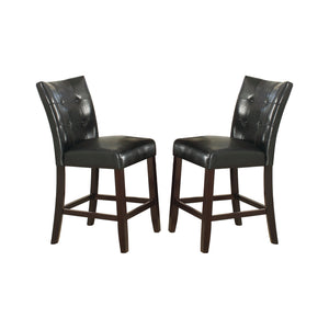 English Elm Leather Tufted Upholstered High Dining Chairs Set of 2 - Solid Wood Frame, Faux Leather Cushioned Comfort SR011754