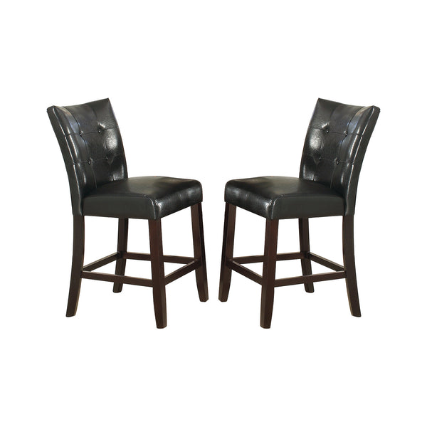 English Elm Leather Tufted Upholstered High Dining Chairs Set of 2 - Solid Wood Frame, Faux Leather Cushioned Comfort SR011754